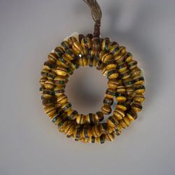 Vintage 108 yak bone prayer & yoga rosary mala with inlay turquoise & coral stone 35”inch long