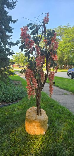 Artificial tree - pink/peach Wisteria