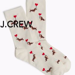 (NEW) Women’s J.Crew Factory Dogs and Hearts Trouser Socks - Size: OS (One Size)