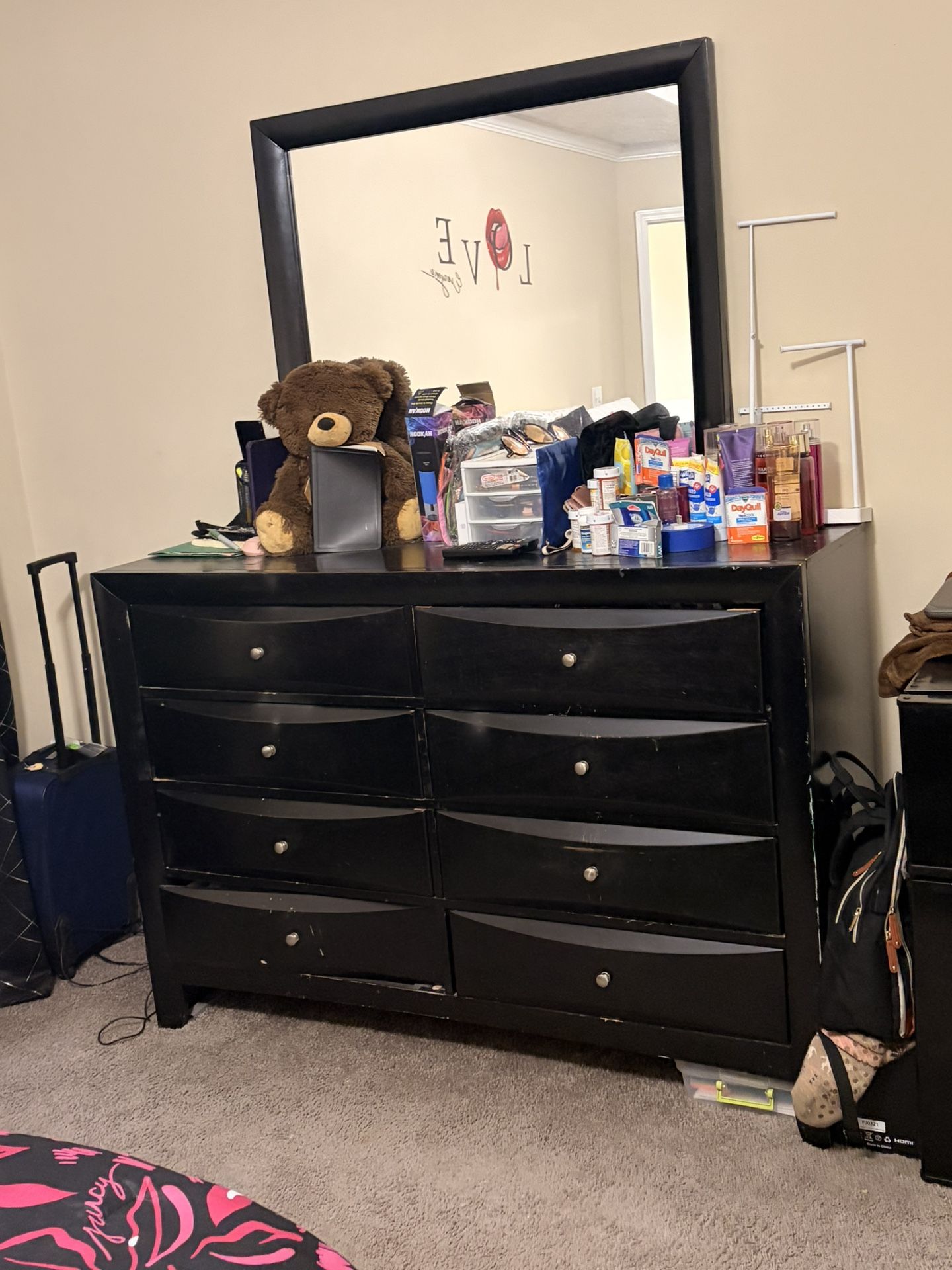 2 Piece Dresser Set Black