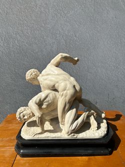 Vintage Large A. Santini "The Wrestlers" Italian Sculpture - 14"