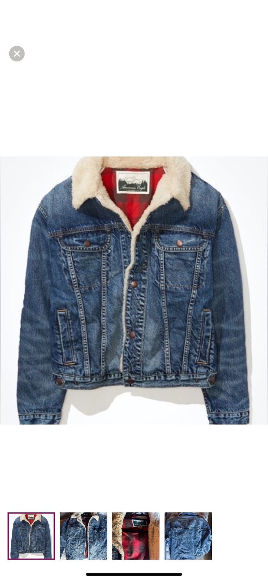 American Eagle Women’s Denim Blue Jeans Jacket Sherpa Lining Lightweight XS