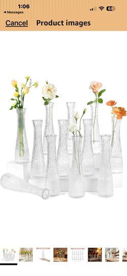 Glass Bud Vases Bulk 10 Pcs - Clear Water Ripple Wedding Centerpiece Vases Vases for centerpieces, Small Flower Vases for Table Decor, Party Events &
