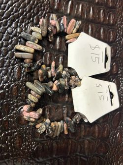 Rhodonite gemstone bracelet $15 each