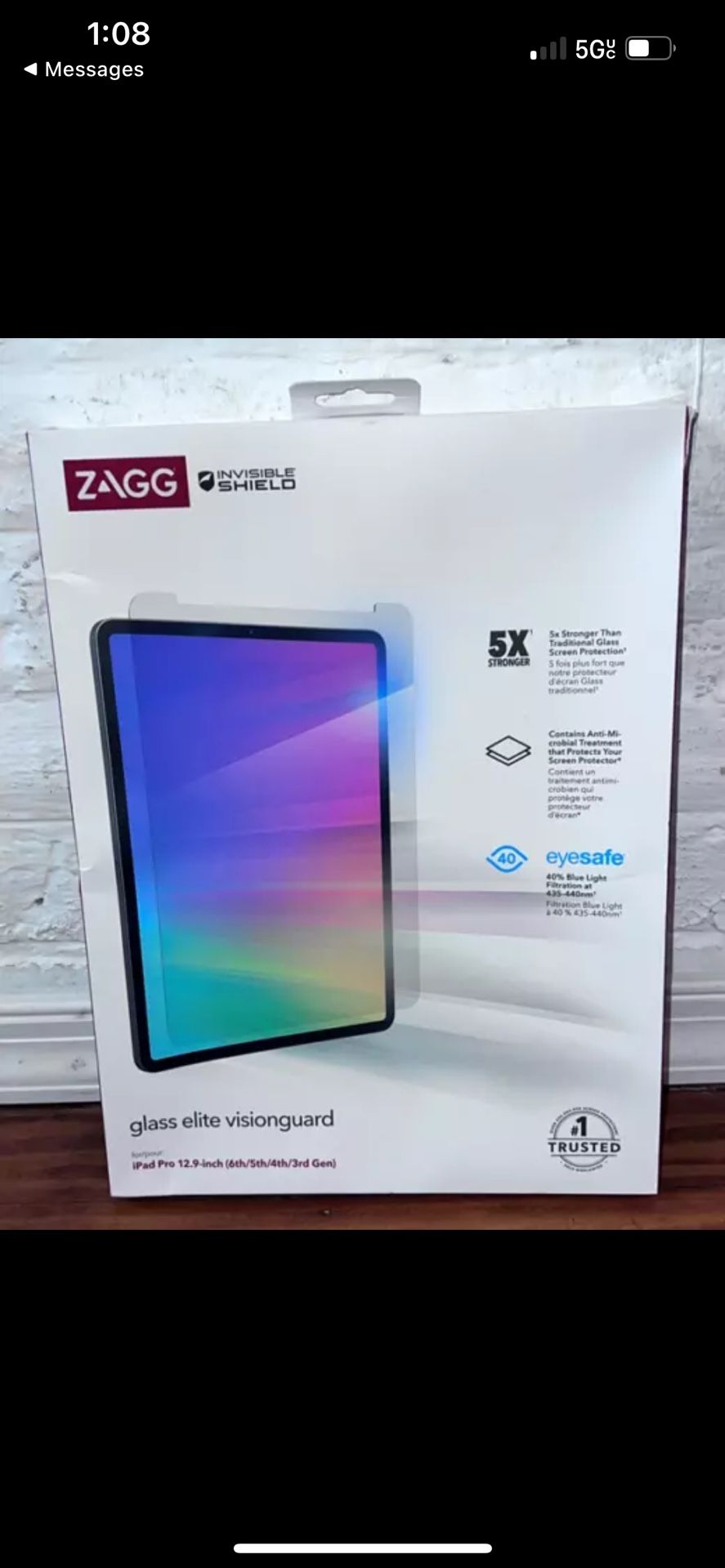 ZAGG InvisibleShield Glass Elite VisionGuard Plus - Apple iPad 12.9" Gen 3, 4, 5