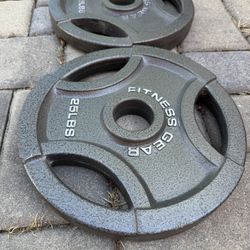 Pair Of 25 Pound Fitness Gear Olympic Weights