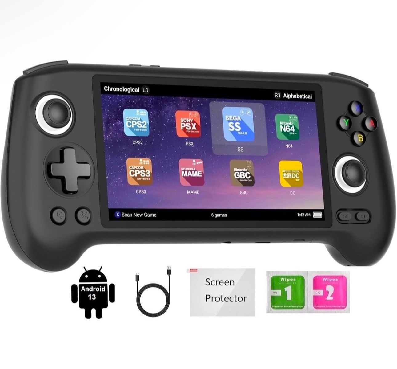 RG556 Retro Handheld Game Console, Android 13 System Unisoc T820 Processor 5.48 Touch Inch AMOLED screen 5500mAh Battery Support WIFI Online DP Output