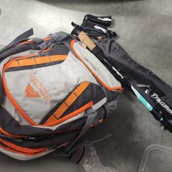 Backpack And Hiking Poles