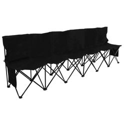 6 Seats Portable Folding Bench For Sports Camping, Black