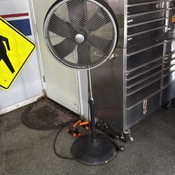 Comercial fan with wheels
