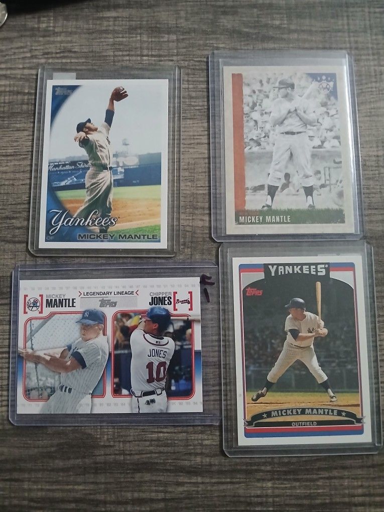 4 Mickey Mantle Baseball cards