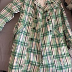 On 34th Plaid Green Peacoat