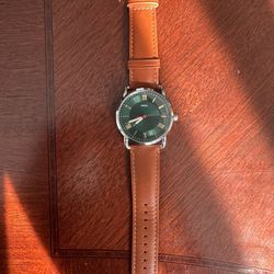 (NEW) Fossil Watch W/ Brown Leather Strap (custom Engraving)