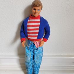 Vintage MATTEL Ken Doll 1988 with Original Striped Red and Blue Outfit