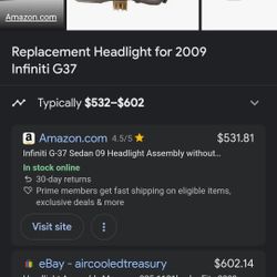 G37 Driver Side Headlight 