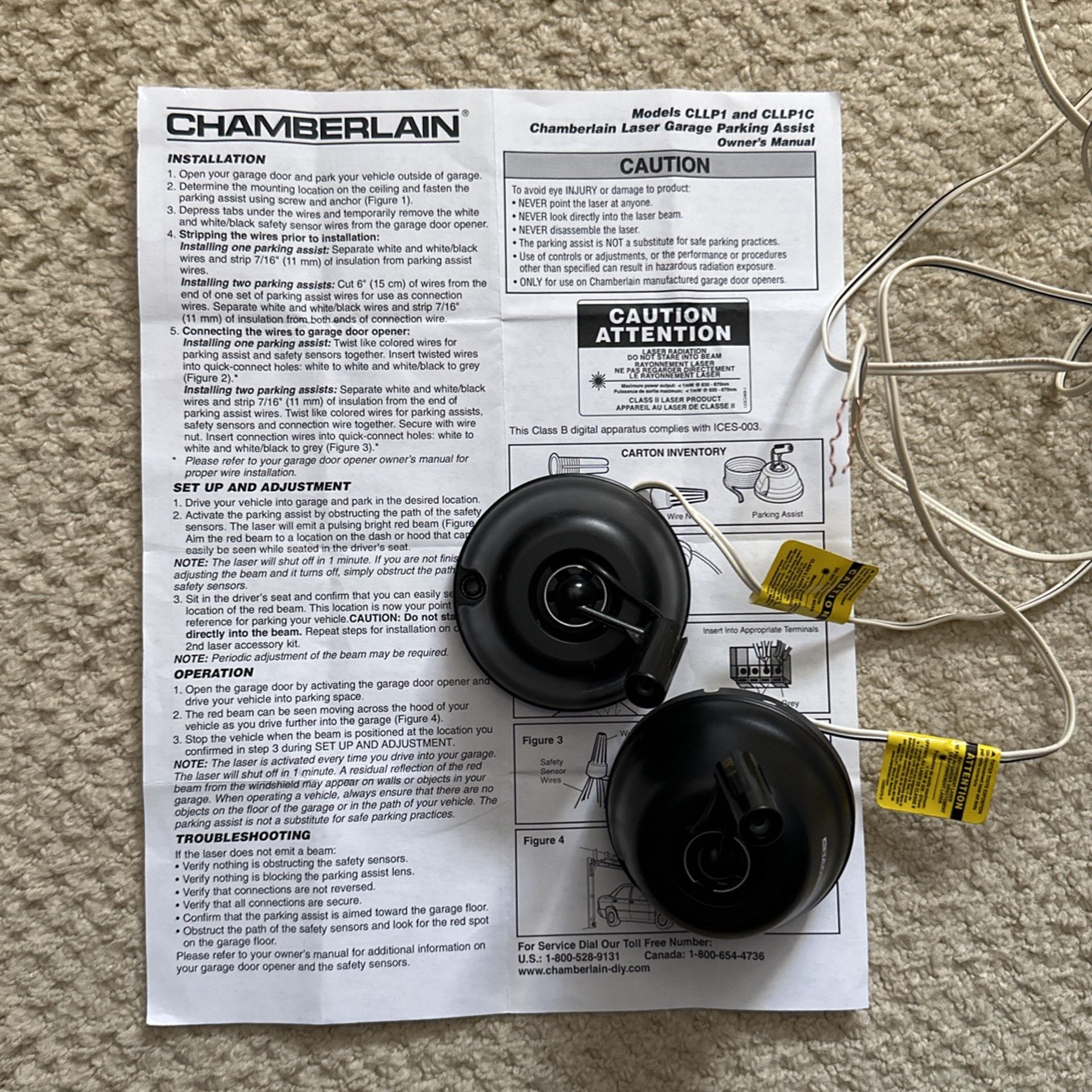 Chamberlain Lift Master Laser Garage Parking Assist