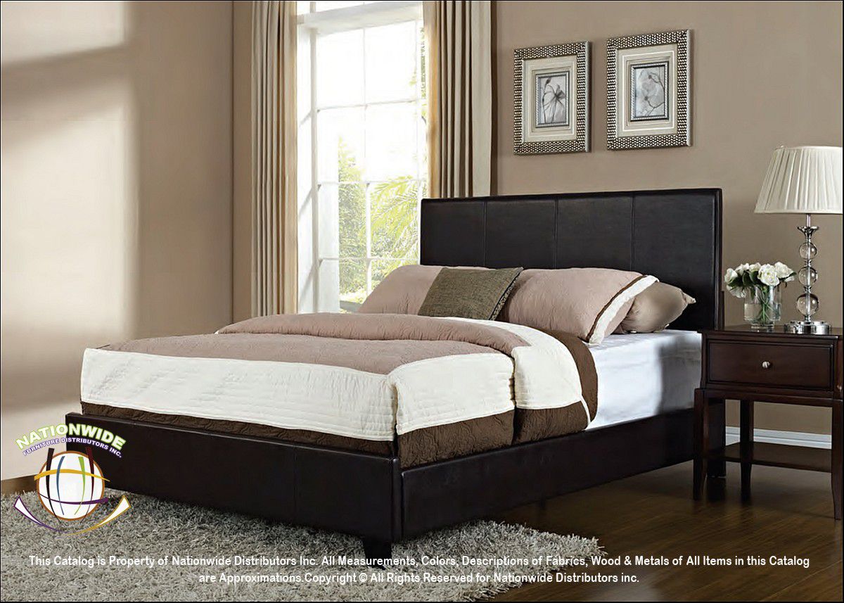 BRAND NEW Nationwide Furniture B500 Leather Platform Bed. Dark Brown. KING