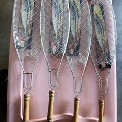 Fish BBQ Grill with Wooden Handle