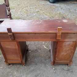 Very Old Desk And Mirror And Head And Foot Board 