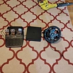 PlayStation 4  With Foot Pedals And Steering Wheel