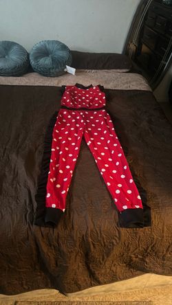 Red Polka Dot Jumpsuit with Black Ruffles