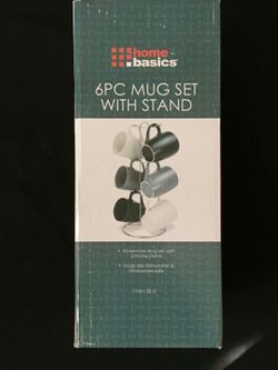 Home basics 6 pc mug set with stand