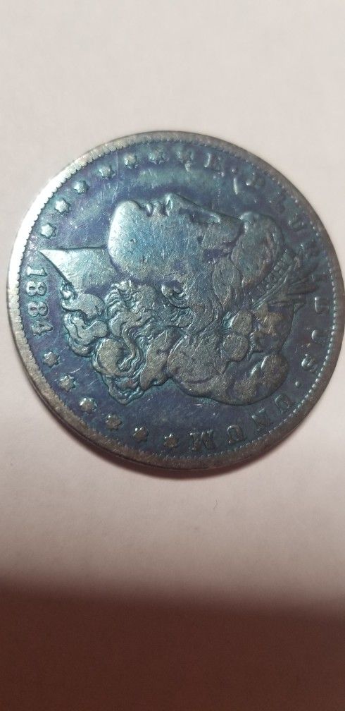 1884 Morgan silver Dollar Purple Pink Toning 