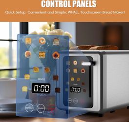 WHALL Touchscreen Toaster 2-Slice Stainless Steel