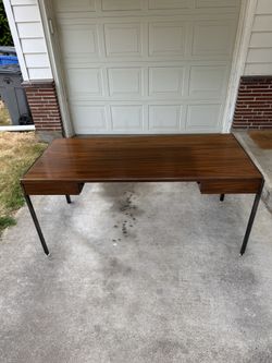 Mid century walnut & chrome executive desk