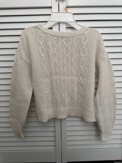 GAP Kids Pullover Cream Cotton Cable Kit Sweater Crewneck Long Sleeve Size M (8)