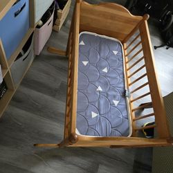 IKEA Wooden Baby Cradle Rocker – With Mattress
