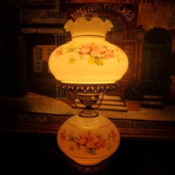 Vintage Gone With The Wind 3 Way Lamp Pink Flowers 
