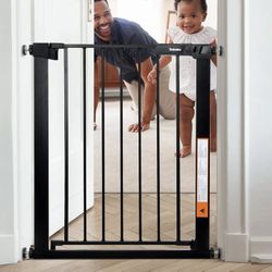 New 30" x 26-29" Narrow Baby Pet Gate Easy Install Gates for Small Stairs & Doorways Auto Close Design Pressure Mounted Gate 