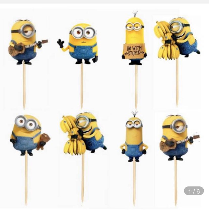 24pcs Cartoon Minions Cupcake Toppers Baby Shower kids Birthday Wedding Decoration Party Supplies Cake Flag Despicable Me Banana