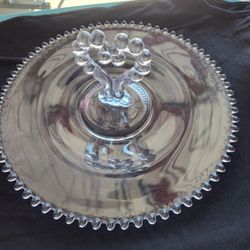 Vtg  Imperial Glass Candlewick Tray 11 3/4" Heart Depression Glass