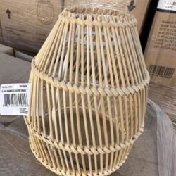 4 Pack 2-1/4 in. Fitter Small Natural Bamboo Dome Pendant Lamp Shade. New In Box Nice Bamboo Take Look The Picture $60 No Tax Retail,$90 