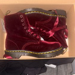Vegan 1460 Velvet Lace Up Boots
