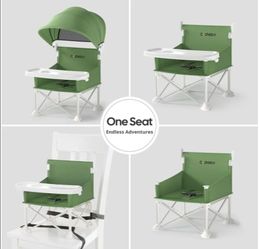 Cochildor 4-in-1 Portable Baby Chair, Foldable Toddler Booster Seat, Green