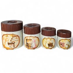 Vintage 1978 Sears, Roebuck, & Company 4 Piece Nesting,  In The Kitchen Canister Set 