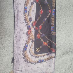 Black With Grey Silk Scarf