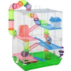 5 Tiers Hamster Cage~NEW~ Portable Animal Travel Carrier w/ Exercise Wheels~Tubes~18"