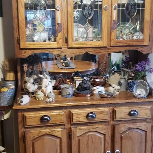 Solid Oak China Hutch