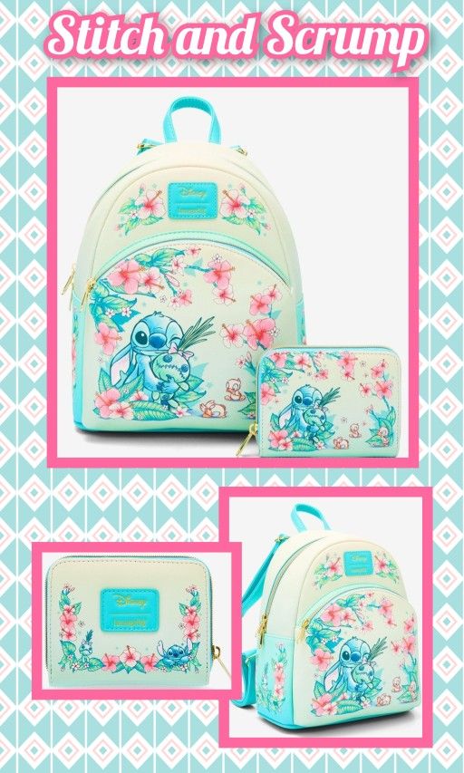 Stitch And Scrump floral LOUNGEFLY SET!!! Sold Out... NWT!