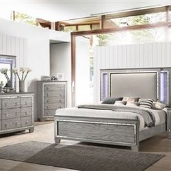 Brand New Light Grey 5pc Queen Size Bedroom Set 