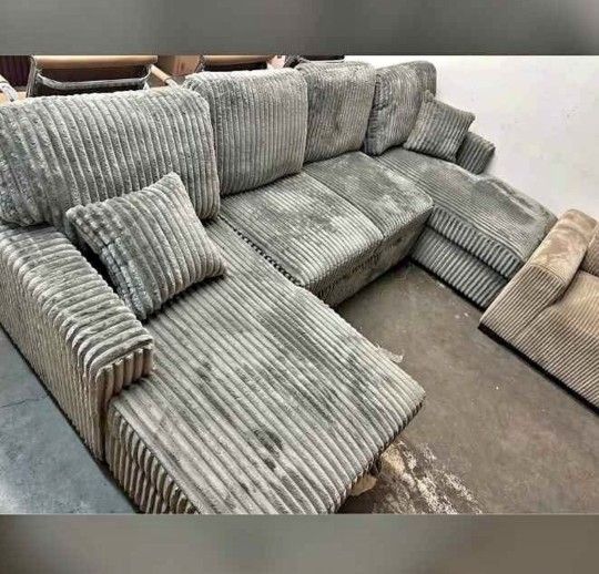 Jumbo Corduroy Double Chaise Sectional Sofa 120x60 "