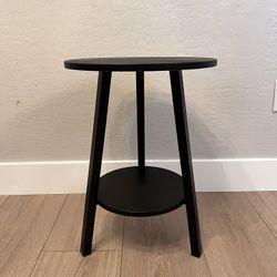 ONE Black Two Tier Round End Table -Round Accent Table