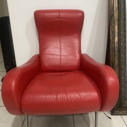 Red Leather Chair With Chrome Legs  $165