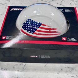 PIP Fiberglass White Full Brim Hard Hat with American Flag and Wheel Ratchet NIB