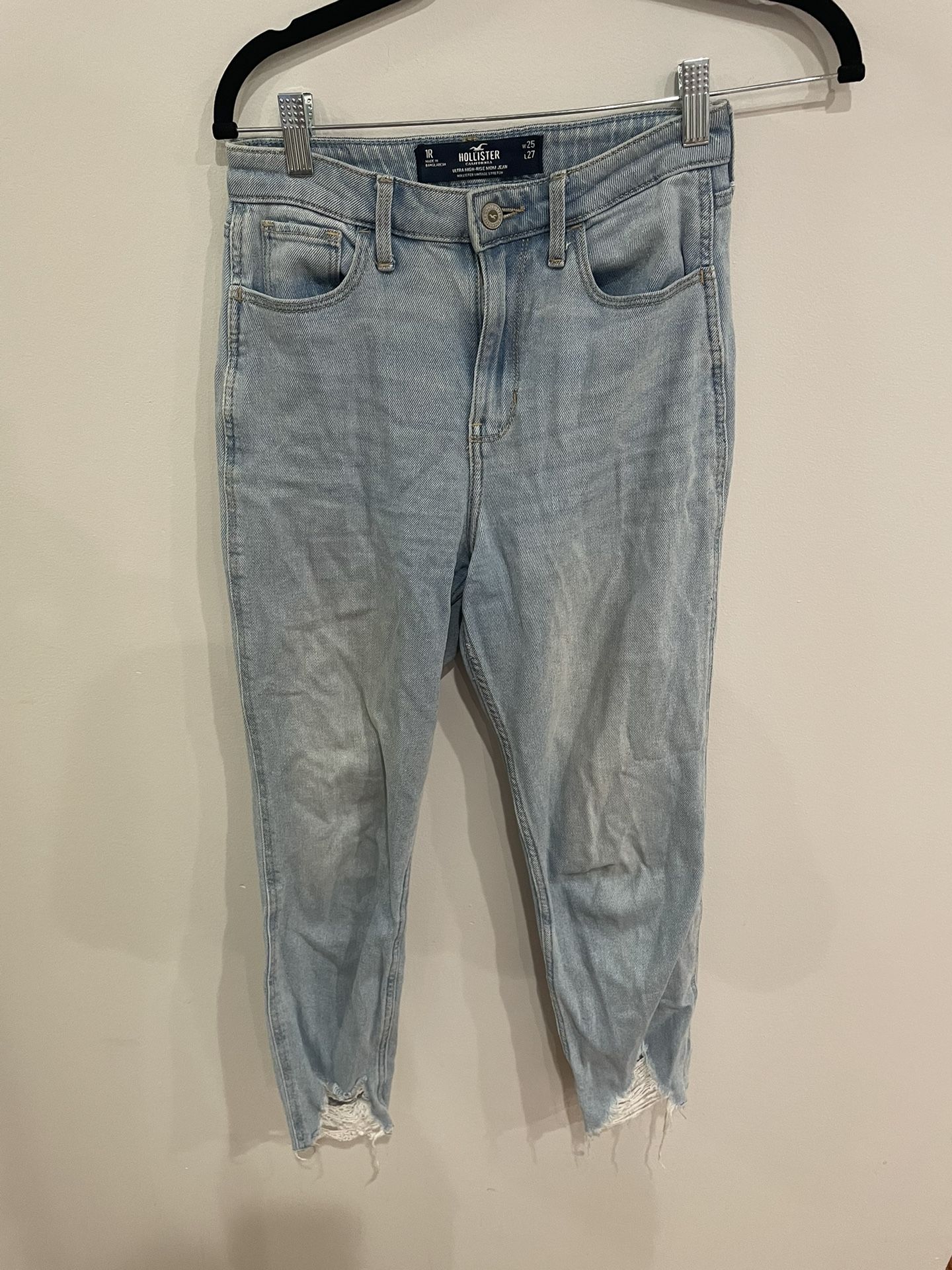 Hollister Mom Jeans Size 1R Medium Wash W25 L27 Ultra High Rise Denim Blue