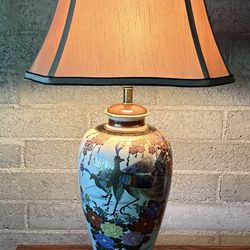 Frederick Cooper Satsuma Style Peacock Porcelain Table Lamp 31” Vintage